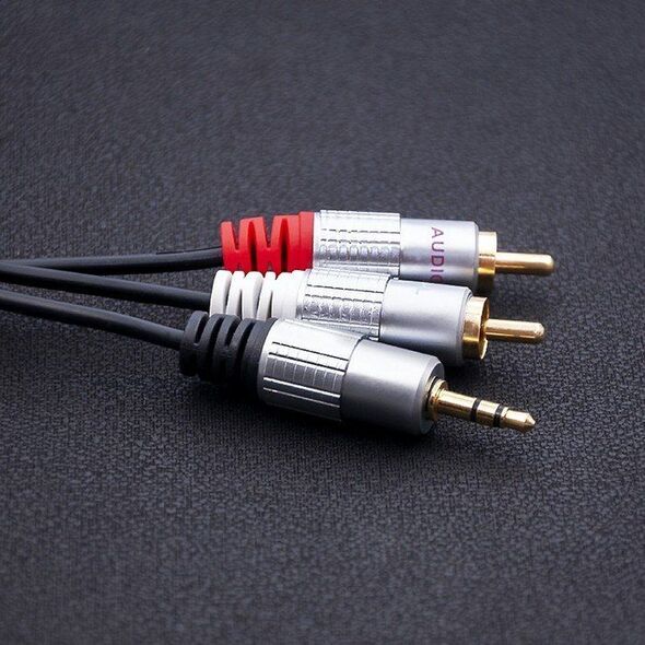Kabel Qoltec Jack 3.5mm - RCA (Cinch) x2 1m czarny (52339)