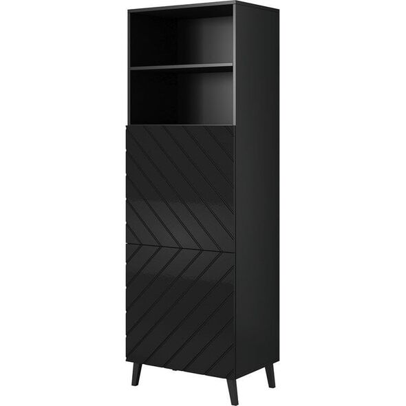 Cama Meble Witryna ABETO 60x40xH176,5 czarny/czarny połysk