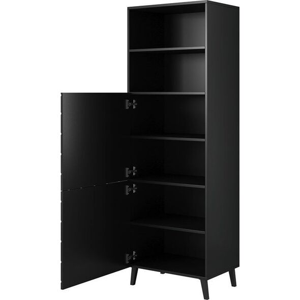 Cama Meble Witryna ABETO 60x40xH176,5 czarny/czarny połysk