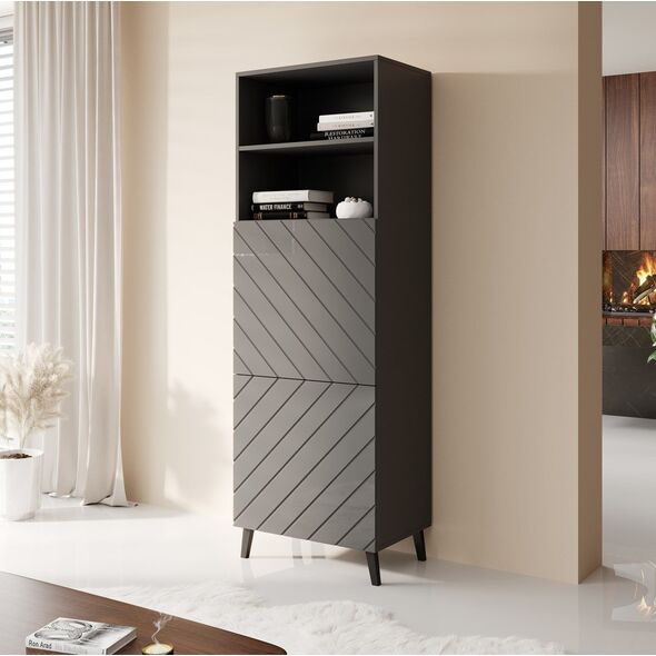 Cama Meble Witryna ABETO 60x40xH176,5 grafit/grafit połysk