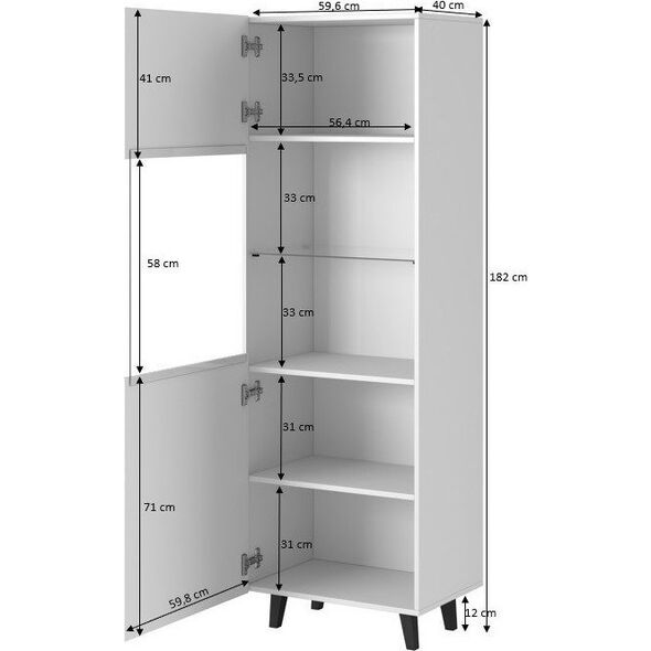 Cama Meble Witryna PAFOS 60x40x182 biały mat