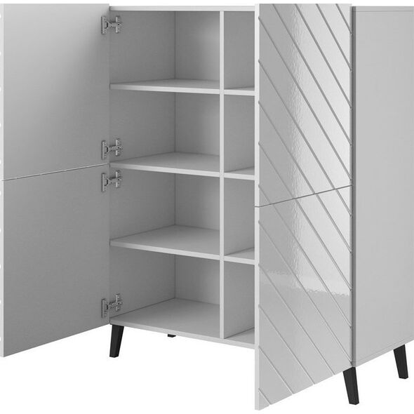 Cama Meble Regał ABETO 100,5x40xH121,5 biały/biały połysk