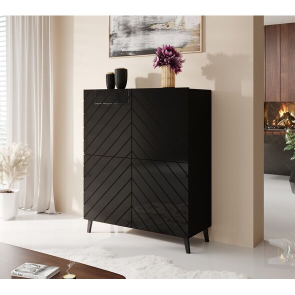 Cama Meble Regał ABETO 100,5x40xH121,5 czarny/czarny połysk