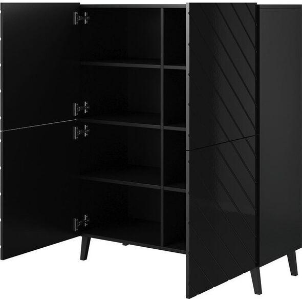 Cama Meble Regał ABETO 100,5x40xH121,5 czarny/czarny połysk