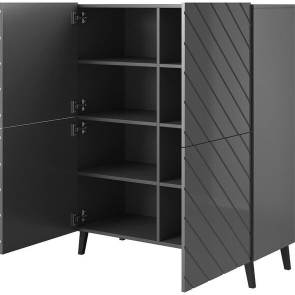 Cama Meble Regał ABETO 100,5x40xH121,5 grafit/grafit połysk