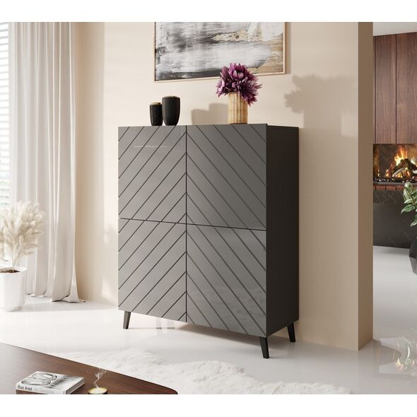 Cama Meble Regał ABETO 100,5x40xH121,5 grafit/grafit połysk