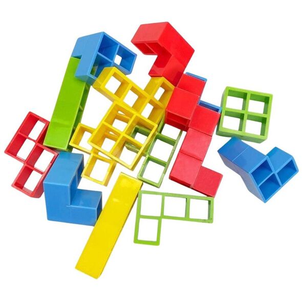Gra Zręcznościowa Balansująca Wieża Klocki 22 Karty 16 Klocków LEAN Toys
