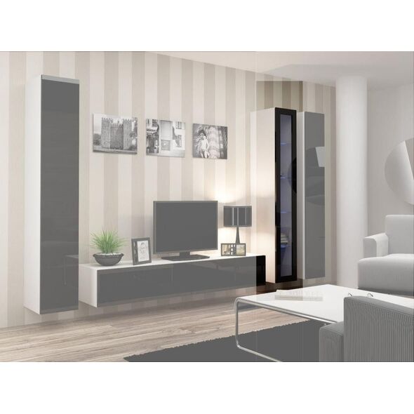 Cama Meble Witryna VIGO szkło'180' 180/40/30 biały/czarny poł