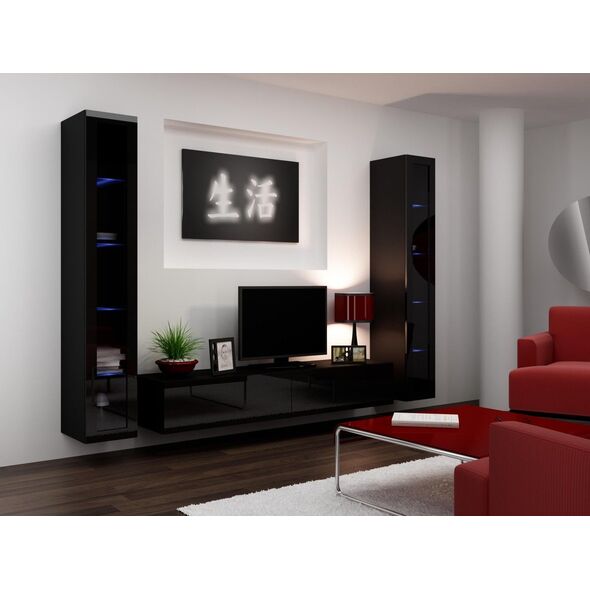 Cama Meble Witryna VIGO szkło'180' 180/40/30 czarny/czarny poł