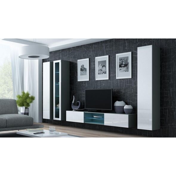 Cama Meble Witryna VIGO szkło'180' 180/40/30 szary/biały poł