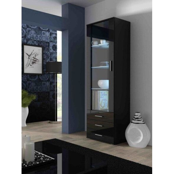 Cama Meble Witryna SOHO S1 czarny/ czarny połysk