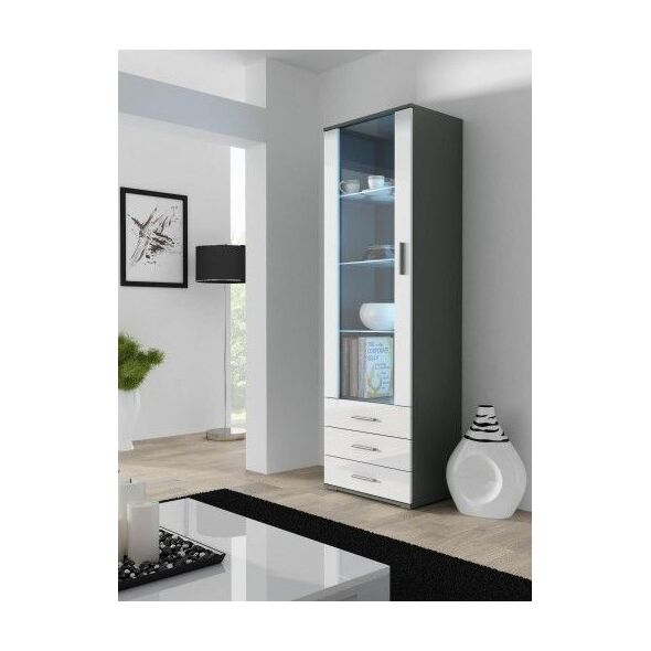 Cama Meble Witryna SOHO S1 szary/ biały połysk