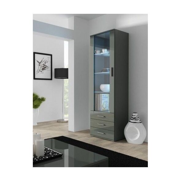 Cama Meble Witryna SOHO S1 szary/ szary połysk