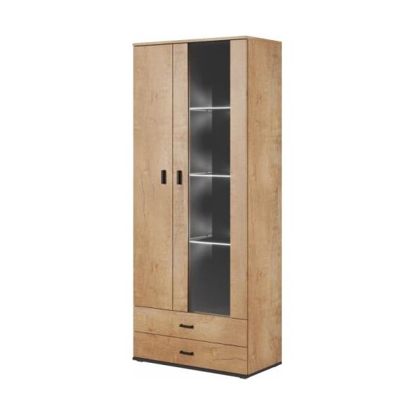 Cama Meble Witryna SOHO S6 2D2S dąb lefkas+ czarny