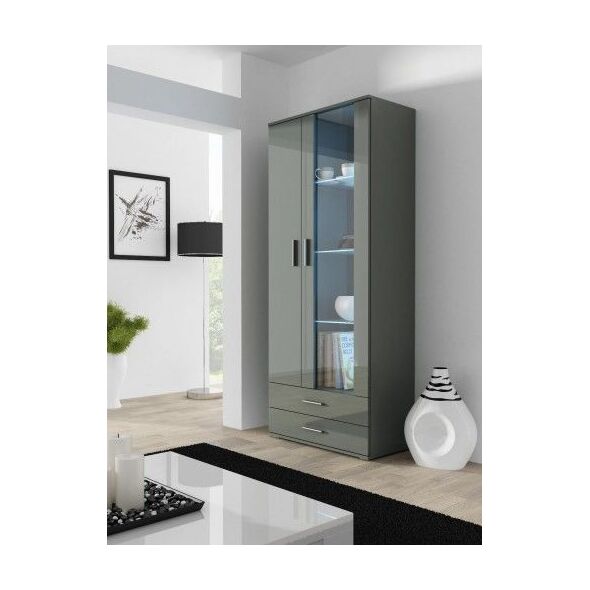 Cama Meble Witryna SOHO S6 2D2S szary/ szary połysk