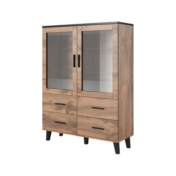 Cama Meble Witryna LOTTA 120 2D4S wotan + czarny mat