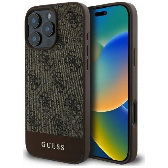 Guess GUESS futerał do IPHONE 16 Pro Max GUHCP16XG4GLBR (PC/TPU 4G PU Bottom Stripe) brązowy