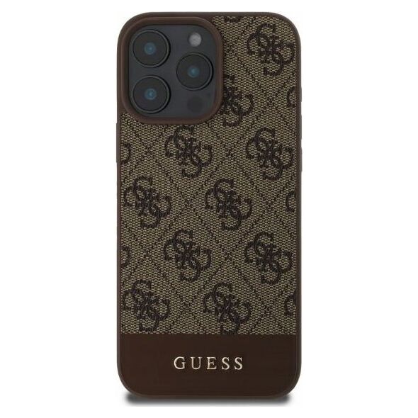 Guess GUESS futerał do IPHONE 16 Pro Max GUHCP16XG4GLBR (PC/TPU 4G PU Bottom Stripe) brązowy