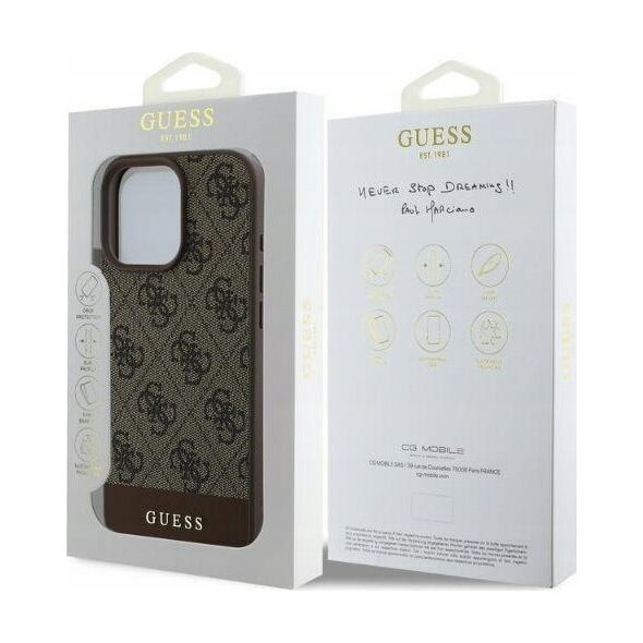 Guess GUESS futerał do IPHONE 16 Pro Max GUHCP16XG4GLBR (PC/TPU 4G PU Bottom Stripe) brązowy