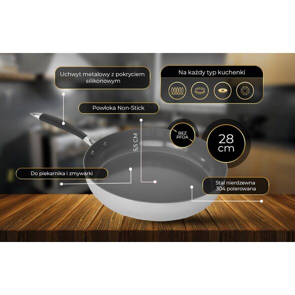 Shiori  Stainless Steel 304 Pro patelnia z powłoką ceramiczną indukcja 28 cm