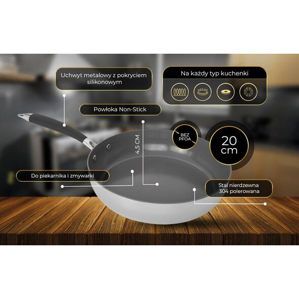 Shiori  Stainless Steel 304 Pro patelnia z powłoką ceramiczną indukcja 20 cm