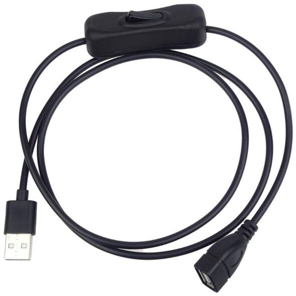 PREMIUMCORD Καλώδιο επέκτασης USB 2.0 με διακόπτη, 1m, μαύρο