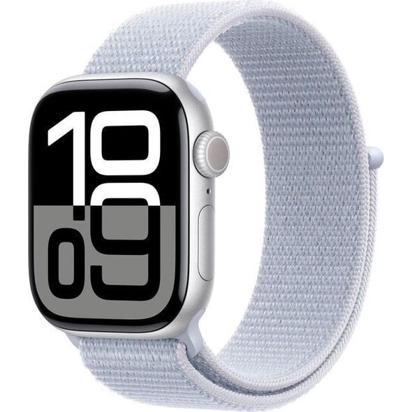 Apple Watch Series 10 (GPS) 42mm Ασημί Αλουμινένια Θήκη με Μπλε Αθλητικό Λουράκι (MWWD3)