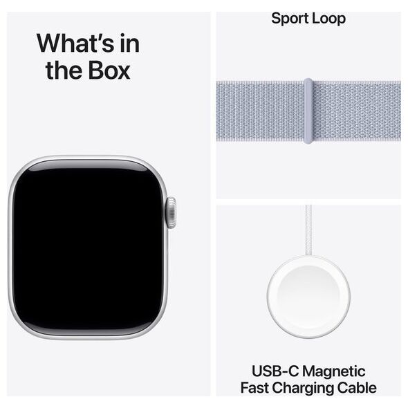 Apple Watch Series 10 (GPS) 42mm Ασημί Αλουμινένια Θήκη με Μπλε Αθλητικό Λουράκι (MWWD3)