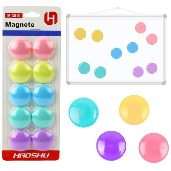 Zestaw Magnesów Do Tablicy Magnetycznej Kolorowe 10szt 3cm LEAN