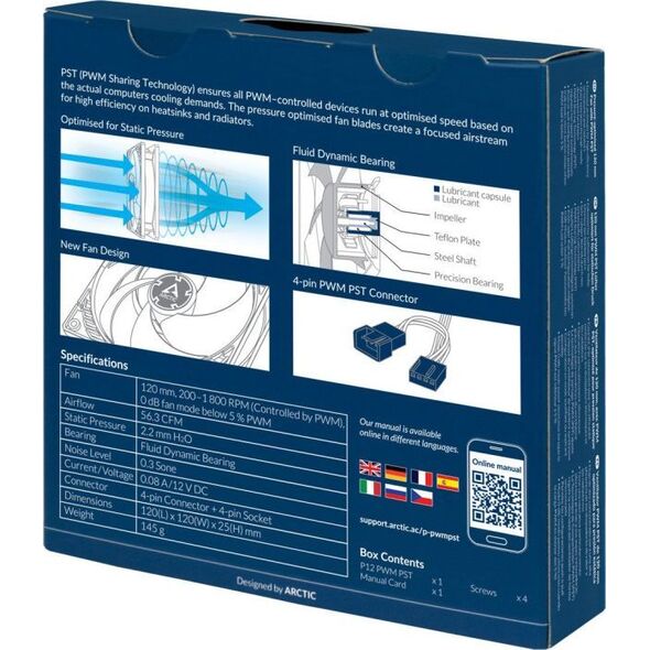 Wentylator Arctic P12 PWM PST Czarny (ACFAN00134A)