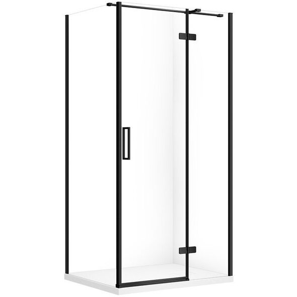 Σετ C570 Καμπίνα City Δεξιά Μαύρη 100x80x195+Tako Slim Λευκό Ματ Wir