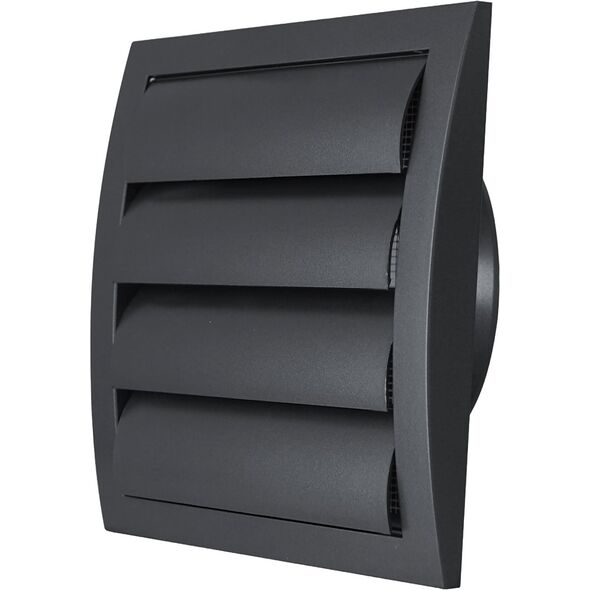 Πλαστική γρίλια εξαερισμού ND15ZA, 190 x 190 mm, DN150, με περσίδα, ανθρακί χρώμα.