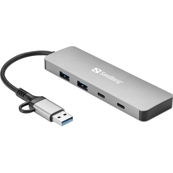SANDBERG Hub - USB-C/A - 2 x SuperSpeed USB 3.0 + 2 x USB-C