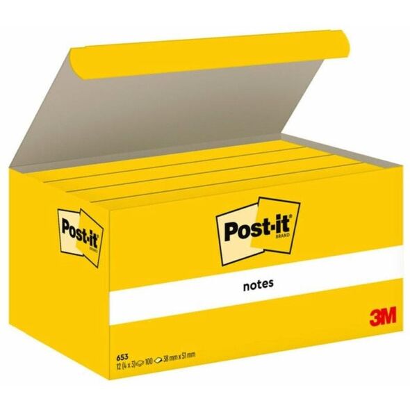 Σημειωματάρια Post-It 7100296172, Ορθογώνιο, Κίτρινο, Χαρτί, 51 mm, 38 mm, 100 φύλλα