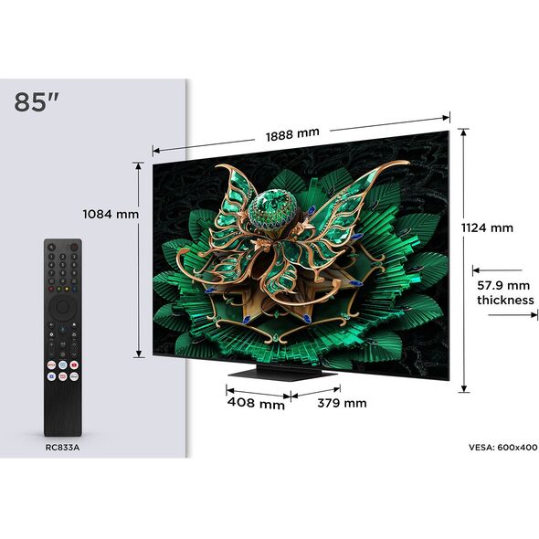 TCL C7K 85'' 4K UHD Mini LED μαύρη - Τηλεόραση
