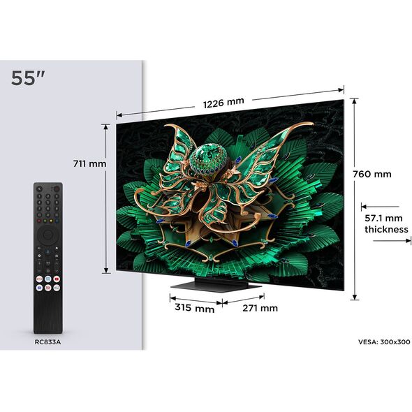 TCL C7K 55'' 4K UHD Mini LED μαύρη - Τηλεόραση