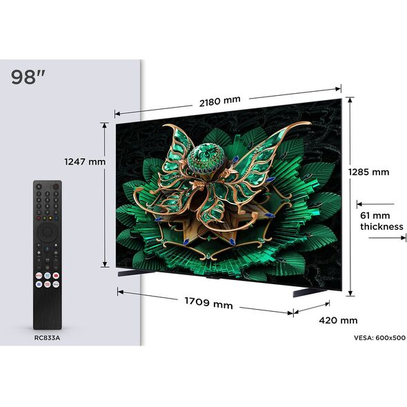 TCL C7K  98''  4K UHD  Mini LED  μαύρη - Τηλεόραση
