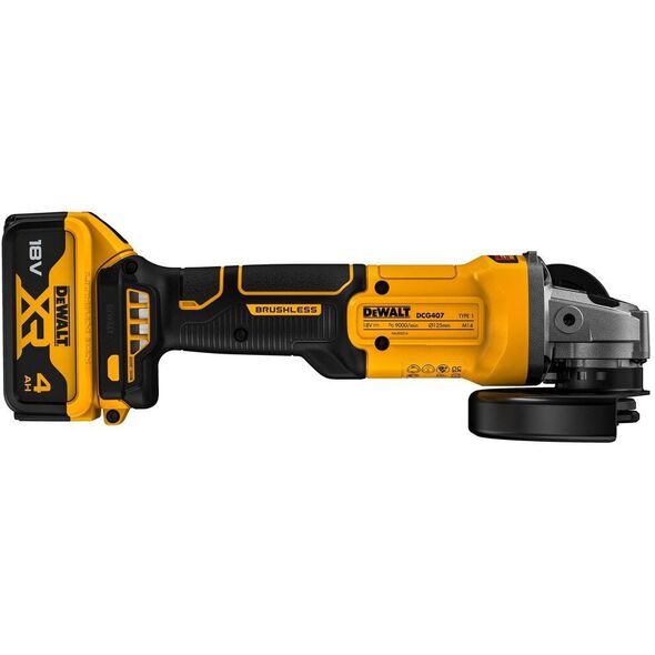 ΓΩΝΙΑΚΟΣ ΤΡΟΧΟΣ DEWALT 125mm 18V DCG407M2T 2x4,0Ah BL TSTAK