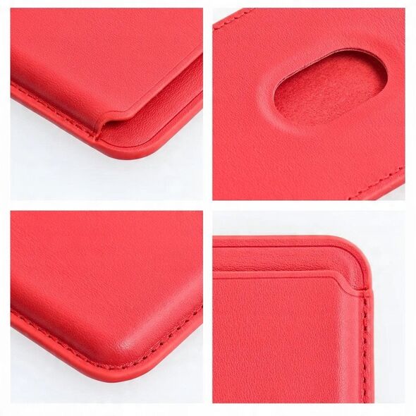 Portfel magnetyczny na karty LEATHER MAG WALLET kompatybilny z MagSafe czerwony