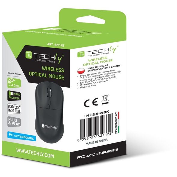 Myszka bezprzewodowa USB 2.4GHz RF 1600dpi optyczna