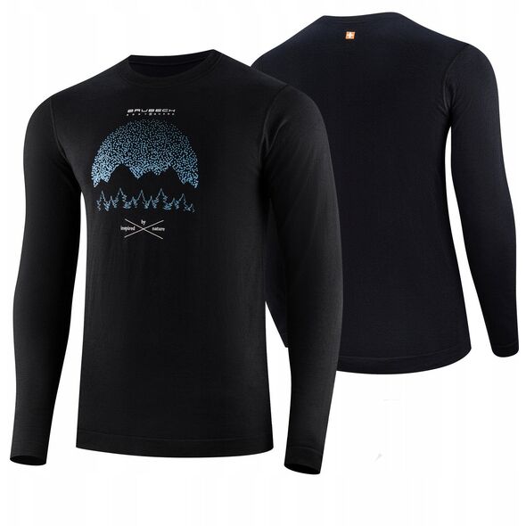 LS1414M Koszulka męska z długim rękawem OUTDOOR WOOL PRO czarny S - GÓRY 14