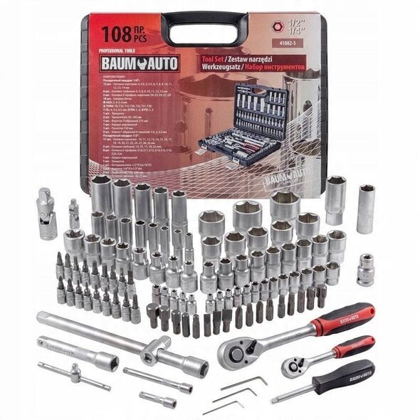Zestaw narzędzi 108el. 1/4" & 1/2" (6-kątnych)(4-32mm)