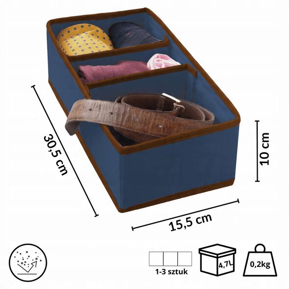 Κουτί με διαχωριστικά M 30 5x15 5x10cm Μπλε 8004226010104