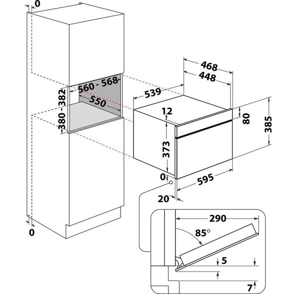 Whirlpool 31 L 1000 W από ανοξείδωτο χάλυβα - Εντοιχιζόμενος φούρνος μικροκυμάτων με γκριλ