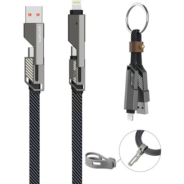 4smarts Καλώδιο USB-C ComboCord Flat 240W, 1,5m + Καλώδιο Μπρελόκ