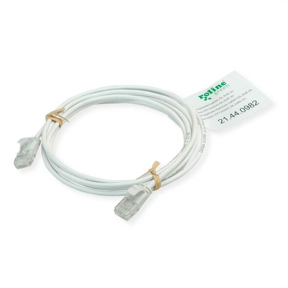 ROLINE GREEN UTP patchkabel Cat.6A (Class EA), LSOH, extra dun, geel, 1 m
