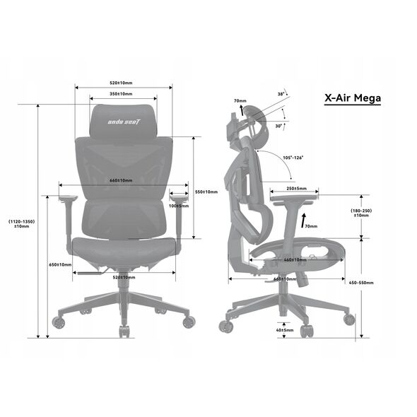 Fotel gamingowy Anda Seat X-Air Mega Size XL Mesh Gray