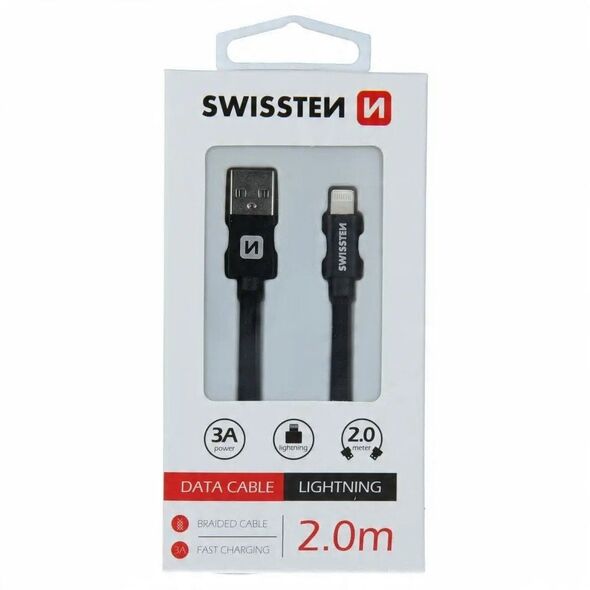 Swissten Textile Fast Charge 3A Lightning Data and Charging Cable 2m