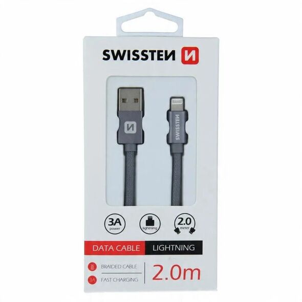 Swissten Textile Fast Charge 3A Lightning Data and Charging Cable 2m