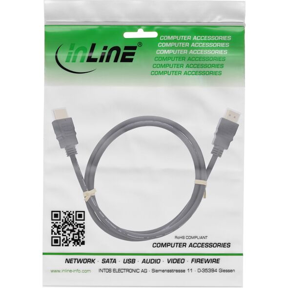 InLine® HDMI Kabel, HDMI-High Speed mit Ethernet, Stecker/Stecker, schwarz, 2m